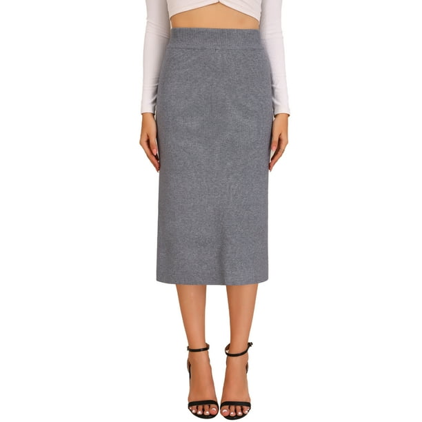 Falda recta de mujer estilo CHIC Inspire, midi, de cintura alta, lápiz, color gris claro
