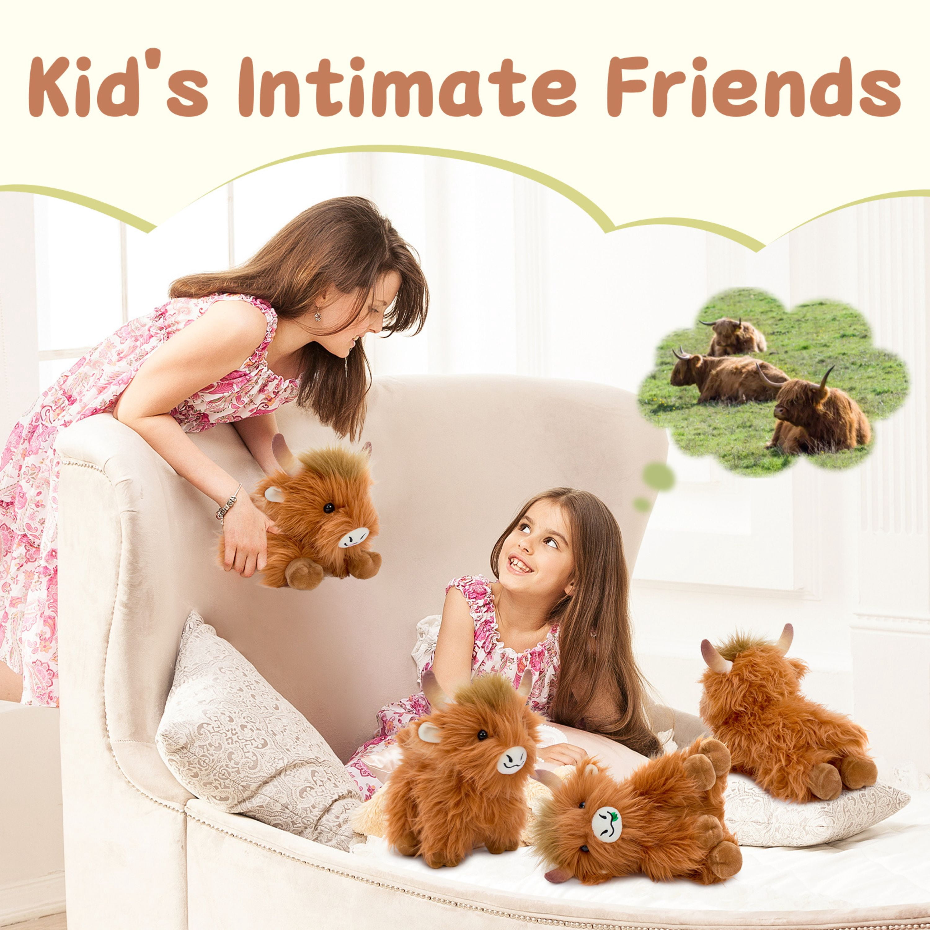 Tezituor 4Pcs Highland Cow Stuffed Animals Stuffed Animals Bulk Plush Toy