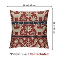 thumbnail image 4 of Nordic Throw Pillow Cushion Case, Traditional Northern Culture Pattern with Reindeer Snowflake and Floral Arrangement, Decorative Square Accent Pillow Cover,  Red Beige, 4 of 7