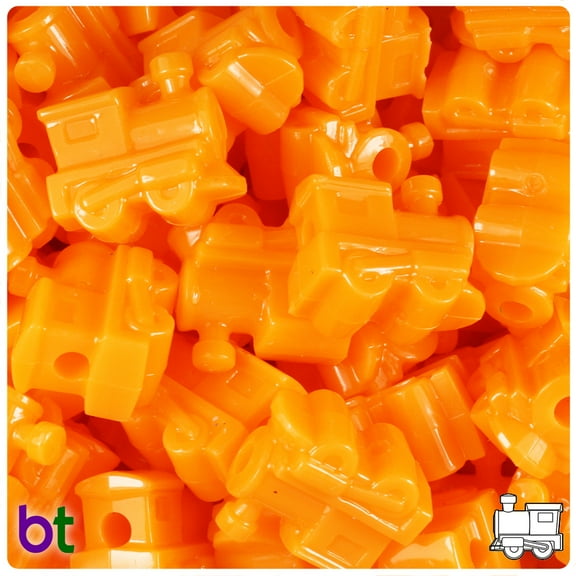 BeadTin Orange Opaque 22mm Train Pony Beads (24pcs)