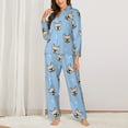 thumbnail image 3 of Junzan Cute French Bulldog Print Womens Pajama Sets,Long Sleeve Button Down For Women Pjs 2 Piece, 3 of 9
