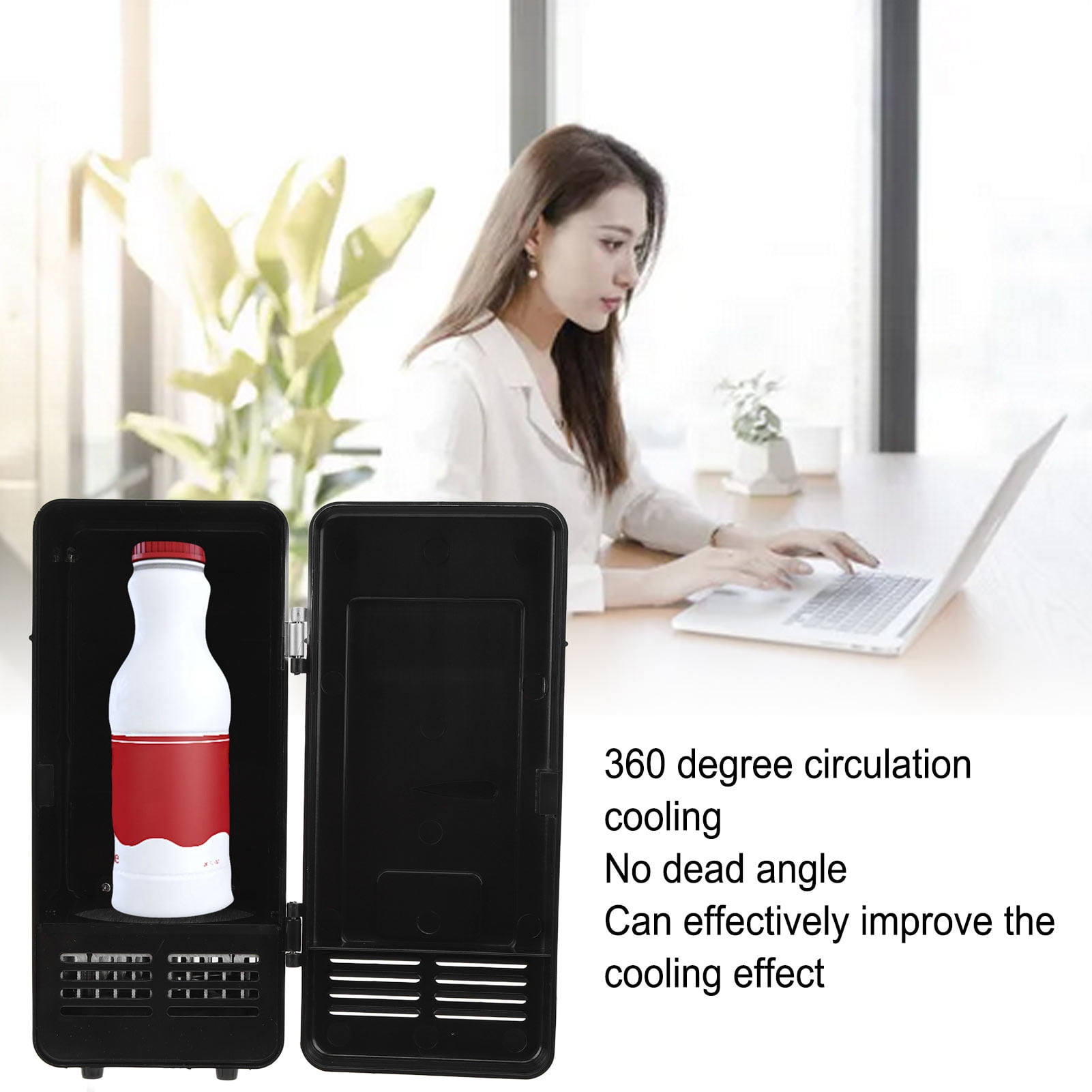 Riousery Mini Single Tank Refrigerator USB Rechargeable Portable Compact Cooler Fridge, 7.87 in / 20 cm, Black