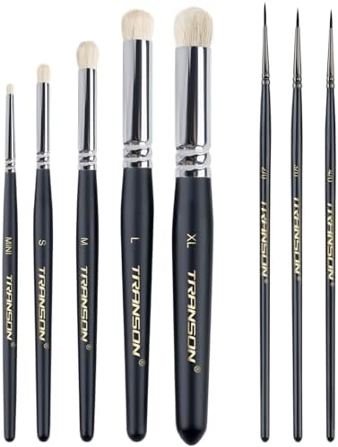 8pcs Miniature Painting Dry Brush Set with 5 Drybrushes and 3 Small Detail Brushes for Model Making and Miniature Model Painting
