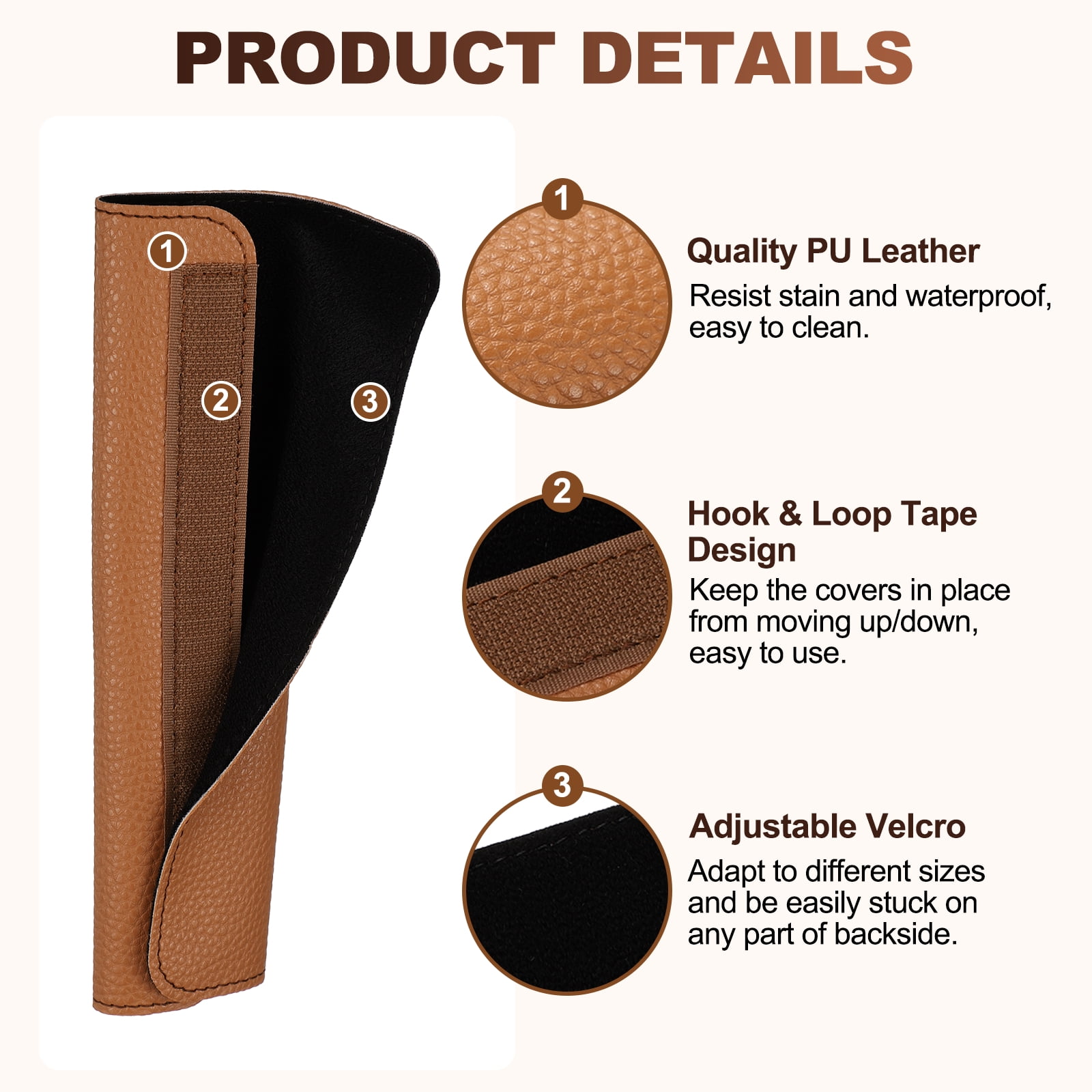 Uxcell 5Pcs Refrigerator Door Handle Covers, PU Leather Kitchen Appliance Handle Protector, Anti-Static Fridge Handle Cover Keep Your Microwave Oven Dishwasher Clean, Light Brown