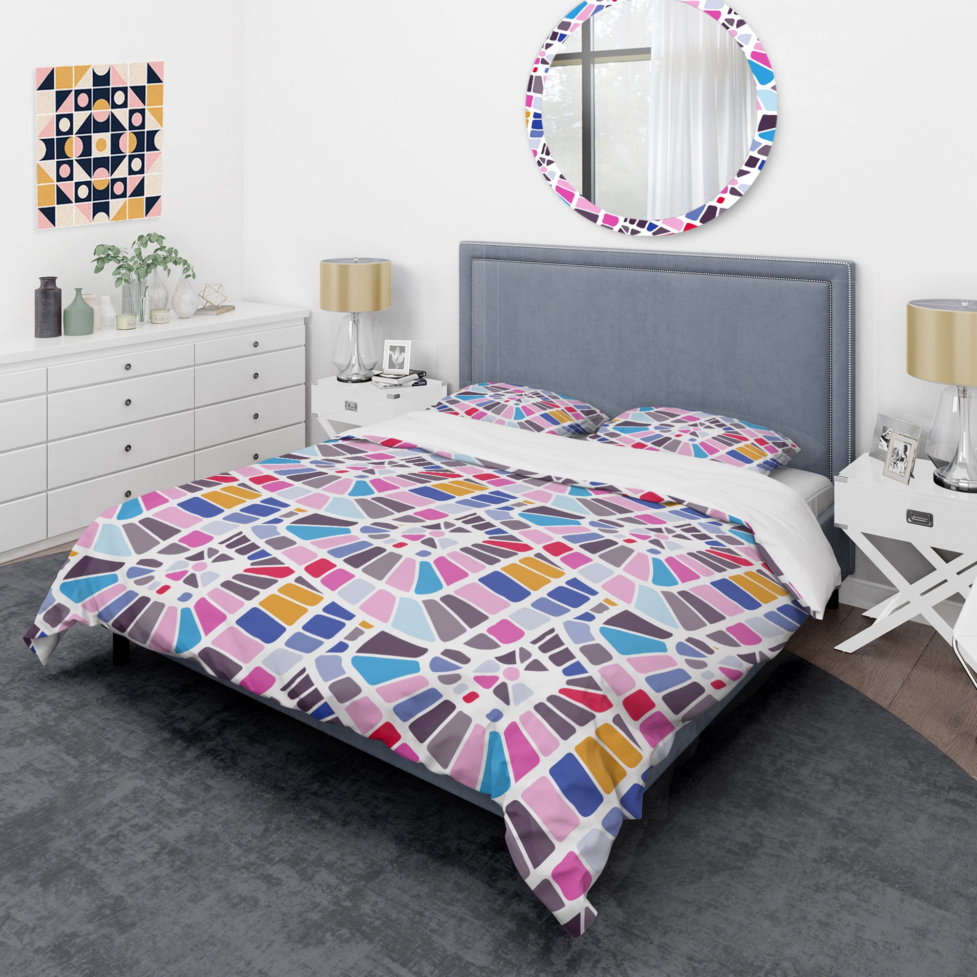 Designart 'Abstract Retro Geometric Pattern I' Mid-Century Modern Duvet Cover Set