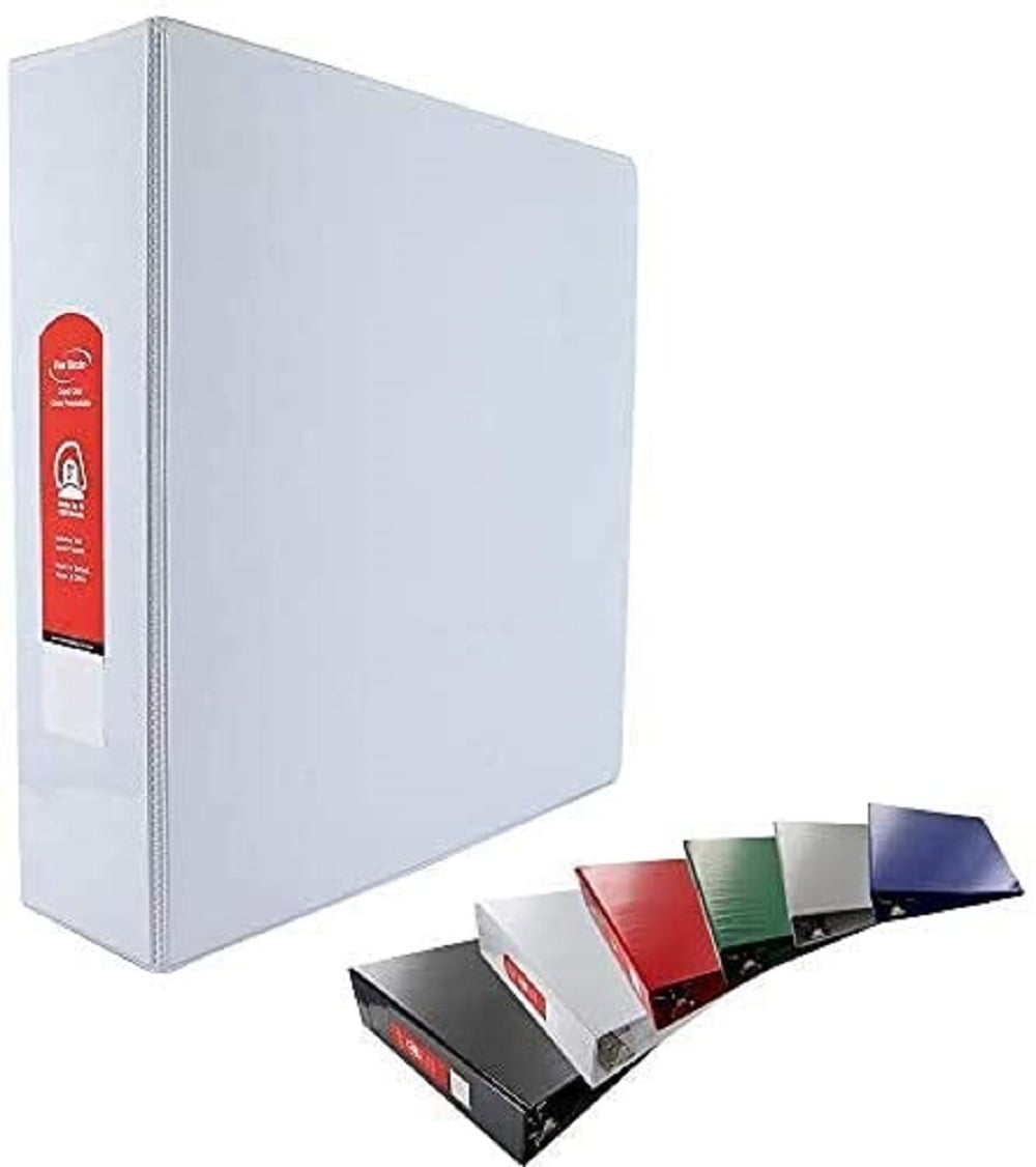 Emraw White Slant D Ring View Binder with 2 Pockets 3 inch