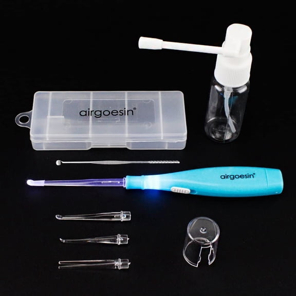 Airgoesin Upgraded Tonsil Stone Removing Tool with LED Light Pick, 4 Tips   Empty Sparying Bottle 20ml Oral Care