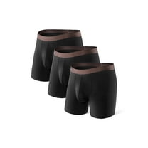 David Archy Men's Boxer Briefs, 3-Pack, Comfy Soft Bamboo Rayon, Black