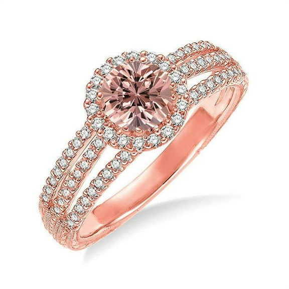 1.50 Carat Round Morganite and Diamond Engagement Ring for Women in 14k Rose Gold affordable morganite & diamond engagement ring