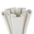 thumbnail image 5 of DecMode 15" Abstract Ribbed Dimensional Folded White Ceramic Vase with Curvy Rim, 5 of 9