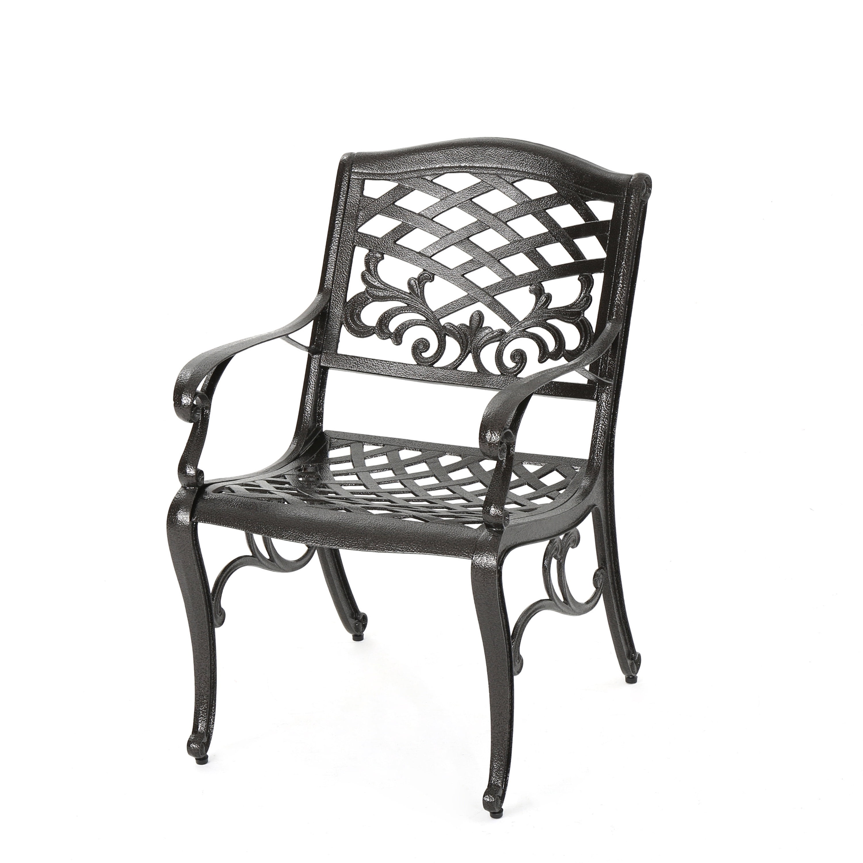 Outdoor Cast Aluminum Dining Chair Set of 2, Stable Household Seats for Patio Garden, Bronze