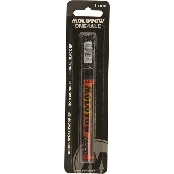 Molotow ONE4ALL Acrylic Paint Marker, 1mm (Extra Fine), Signal Black, Blister Carded, 1 Each