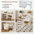 thumbnail image 4 of 4-in-1 Folding Sewing Table with Lockable Wheels, Multi-Functional Craft Station, End Table, Computer Desk & Kitchen Storage with Shelves for Apartments, White, 4 of 7