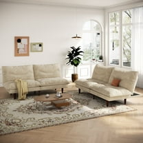 LLappuil 2 Piece 71" Corduroy Futon Convertible Sofa Bed, Loveseat Sleeper Sofa Couch for Living Room Apartment Beige