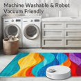 thumbnail image 5 of ODIKA 5'x7' Machine Washable Non-Slip Area Rug, Modern Wave Line with Interlaced Curves and Vibrant Color Bands High Traffic Rug, Blue, 136349, 5 of 7