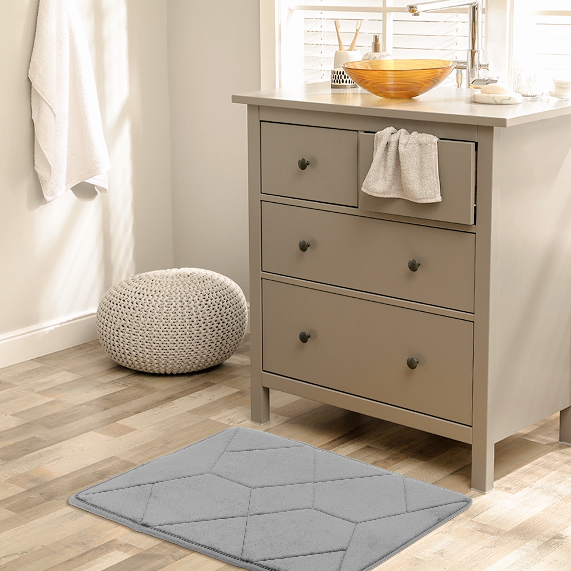 Unique Bargains Memory Foam Quick Dry Washable Non Slip Rugs Gray 16" x 24"