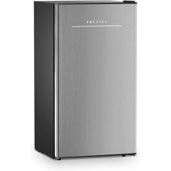 Frestec 3.2 Cu. Ft. Mini Fridge with Freezer Small Refrigerator, for Bedroom, Single Door, Energy Saving, Low Noise,for Office (Grey)