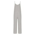 thumbnail image 5 of Lenpel Women's Plus Size Jumpsuits Soft Casual V Neck Spaghetti Strap Ribbed Knit Loose Overalls Wide Leg Rompers, 5 of 6