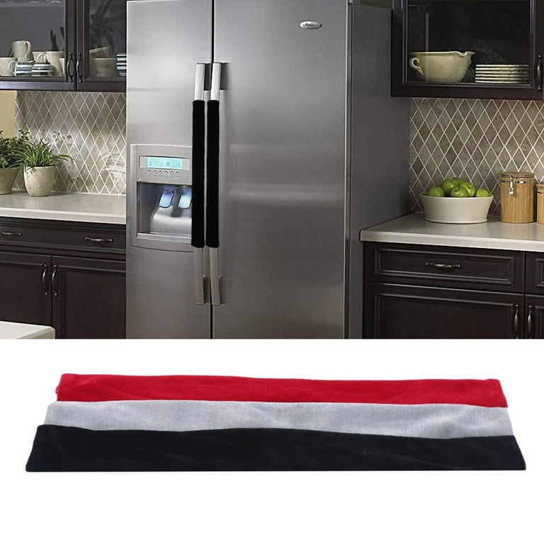 Farfi 1 Pair Velvet Cloth Refrigerator Handle Cover Long Fasten Tape  Eye-catching Refrigerator Handle Sleeve for Decoration (Red) 