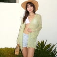 thumbnail image 4 of Women's Crochet Cardigan Casual Lightweight Long Sleeve Open Front Cardigans- Small ,Green, 4 of 6