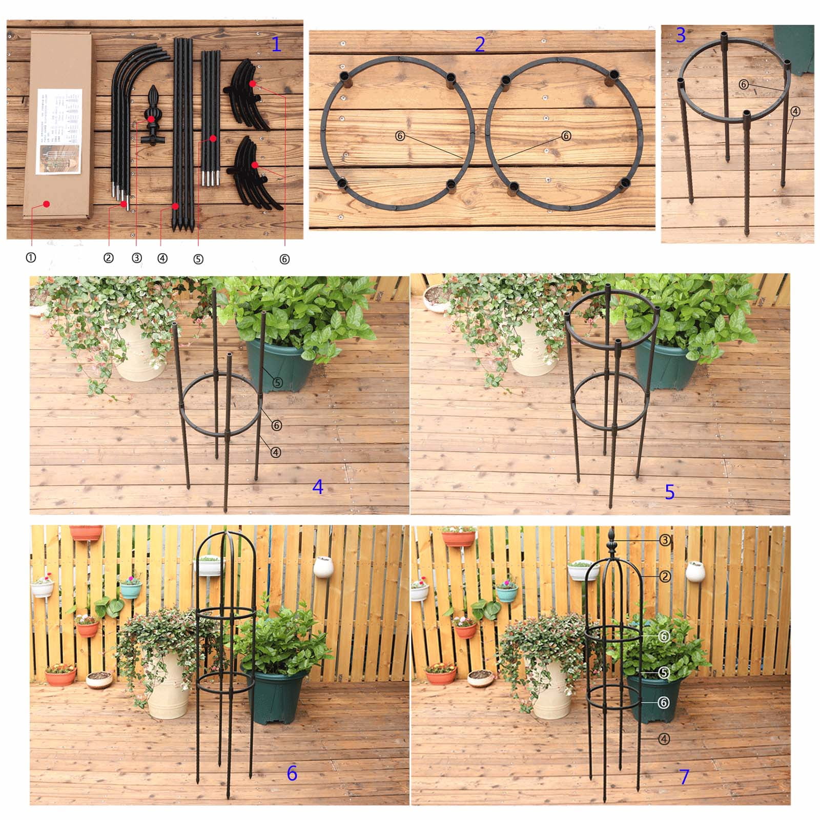 Garden Trellis Plant Support Cages Plant Cages & Supports for Vine Crop Green Plant Support Rings Bracket Plant Trellie