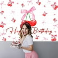 thumbnail image 3 of Cherry Birthday Backdrop Coquette Bow Birthday Background Cherry Girls Party Decorations Photo Booth Props, 3 of 6