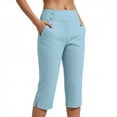 thumbnail image 2 of COMVALUE Capris Seniors Women High Waist Stretch Womens Golf Pants Summer with Pockets Work Casual 2026 Sky Blue for Size M, 2 of 9