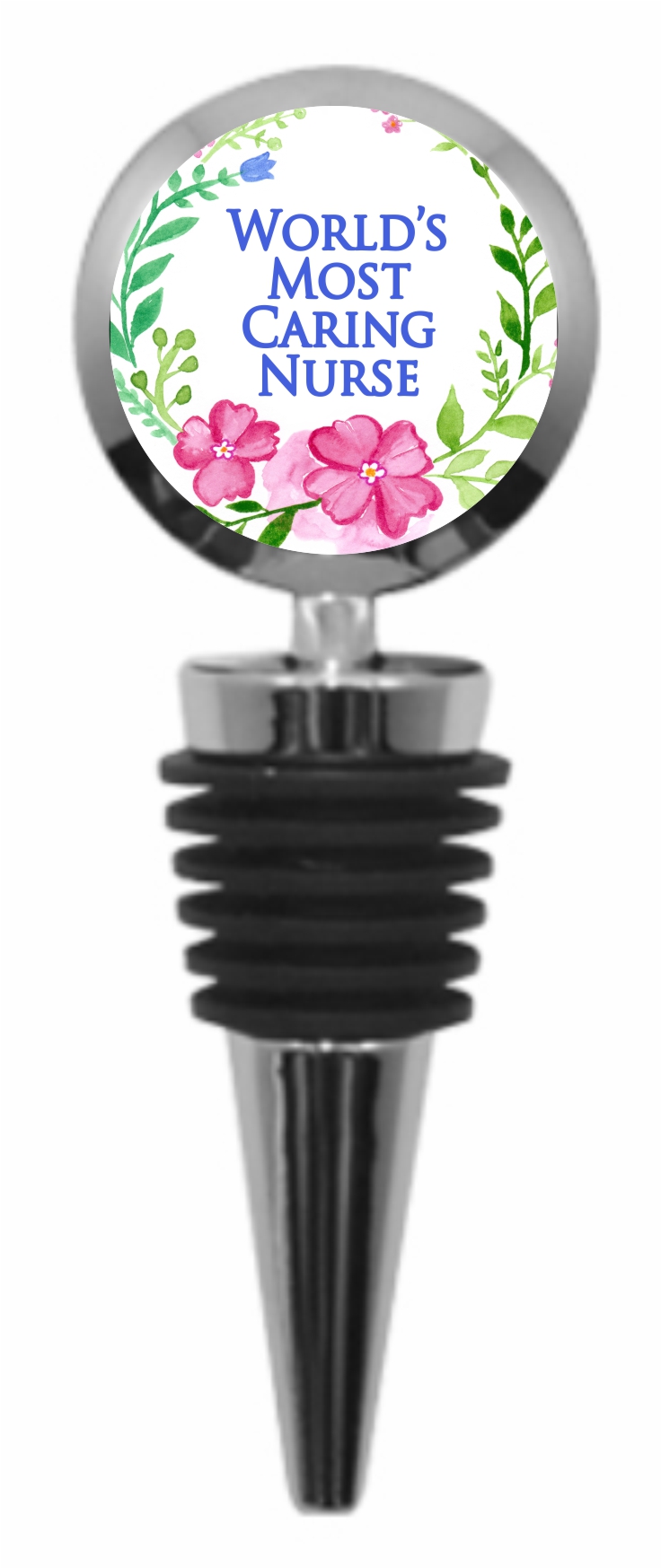 World's Most Caring Nurse Wine Stopper Nurse Silver Wine Stopper