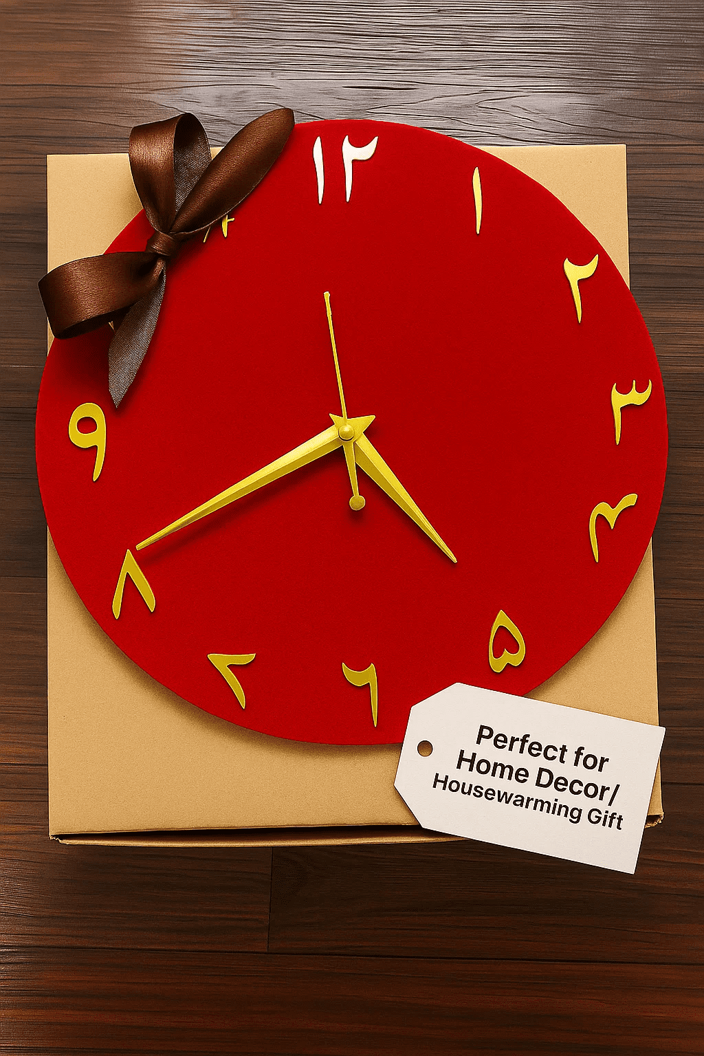 Wall Clock with Golden Arabic Numerals – 12 Inch Modern Islamic Home Décor – Unique Arabic Numbers Clock for Home or Office