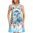 thumbnail image 1 of Balery World Travel Vestidos de verano para mujer con estampado: vestido holgado sin mangas, vestido playero informal y cómodo para días calurosos., 1 of 7