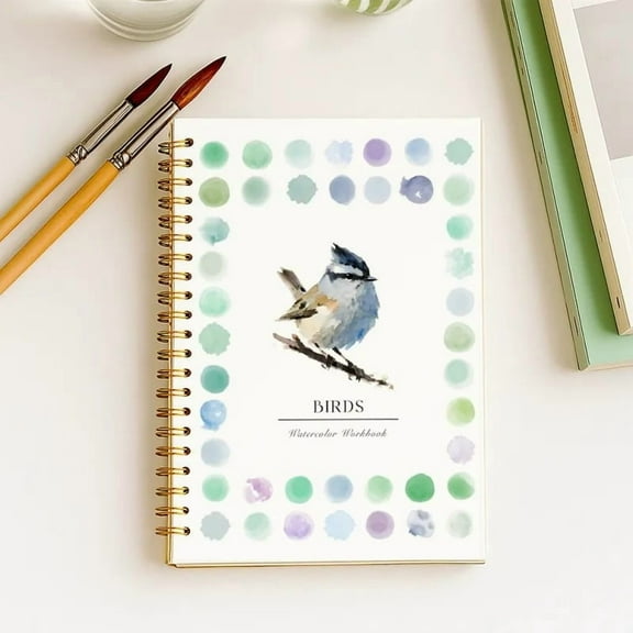Water Color Book, Coloring Book Beginner Friendly Painting Kit Easy Nature Scenes Paint Set Art Crafts for Creative Exploration Gift for Adults Teens (Birds, Without Palette)