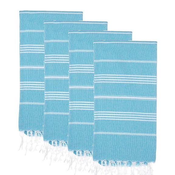 PADISHAHHOME Turkish Beach Towels, Pack of 4 | Oversized, Quick Dry, Sand Free | 100% Cotton, Large 38x71" Towels for Beach, Pool, Travel | Ultra-Soft, Compact, and Absorbent | Turquoise