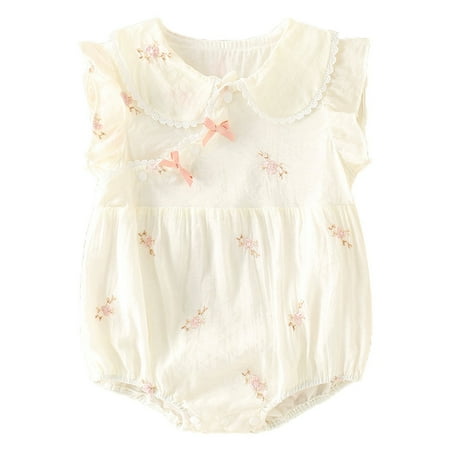 

Zhencn Baby Girl Romper Fly Sleeve Floral Triangle Crawl Suit Outside Bodysuit Romper Jumpsuit Clothes 12-18 Months