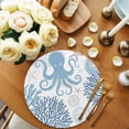 thumbnail image 2 of Round Placemats Blue Octopus 15 inch Set of 2 Table Mats for Dining Table Coral Starfish Shell Heat Resistant Non-Slip Kitchen & Home Decorative Place Mat Set, 2 of 8