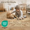 thumbnail image 4 of ODIKA Throw Tan Vintage Distressed Faded Boho Scroll Border Entryway Pet Friendly & Kids Safe Play for Playroom, Bedroom, Reading Nook, 4 of 7