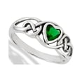 thumbnail image 4 of Celtic Knot Heart Simulated Emerald Ring .925 Sterling Silver Band Green CZ Female Size 8, 4 of 4
