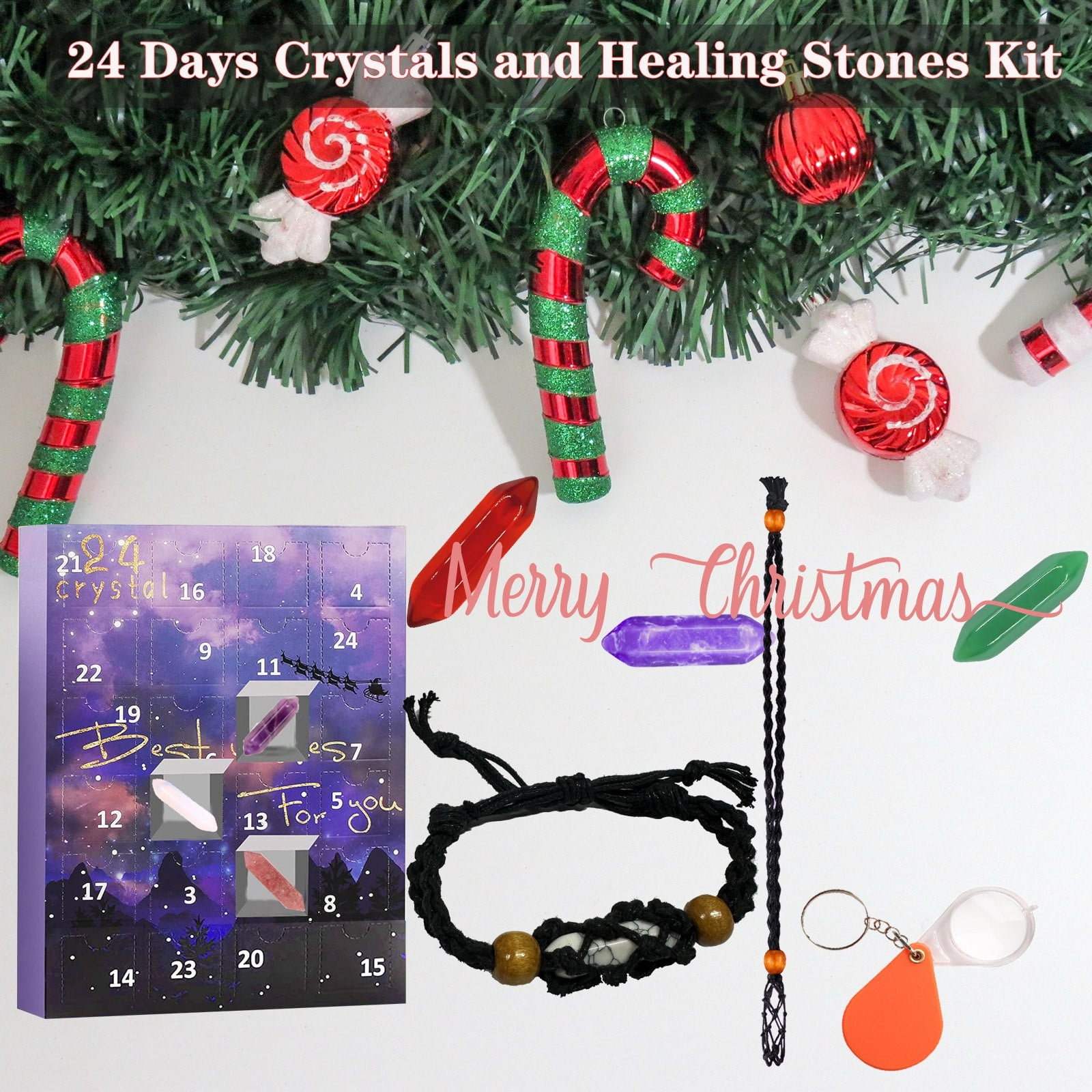 Advent Calendar 2025 Rock Gemstone Collection with 24 Natural and Healing Stones Advent Calendar for Adults Kids Boys Girls Girls Women Men