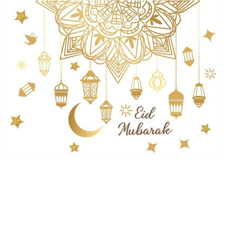 LICHENGTAI Ramadan Stickers Muurstickers Muurdecoratie Eid Mubarak Muurstickers Sterren en Maan Patroon Muurdecoratie Islamitische Spiegel Decoratie Muurstickers voor Thuis Slaapkamer
