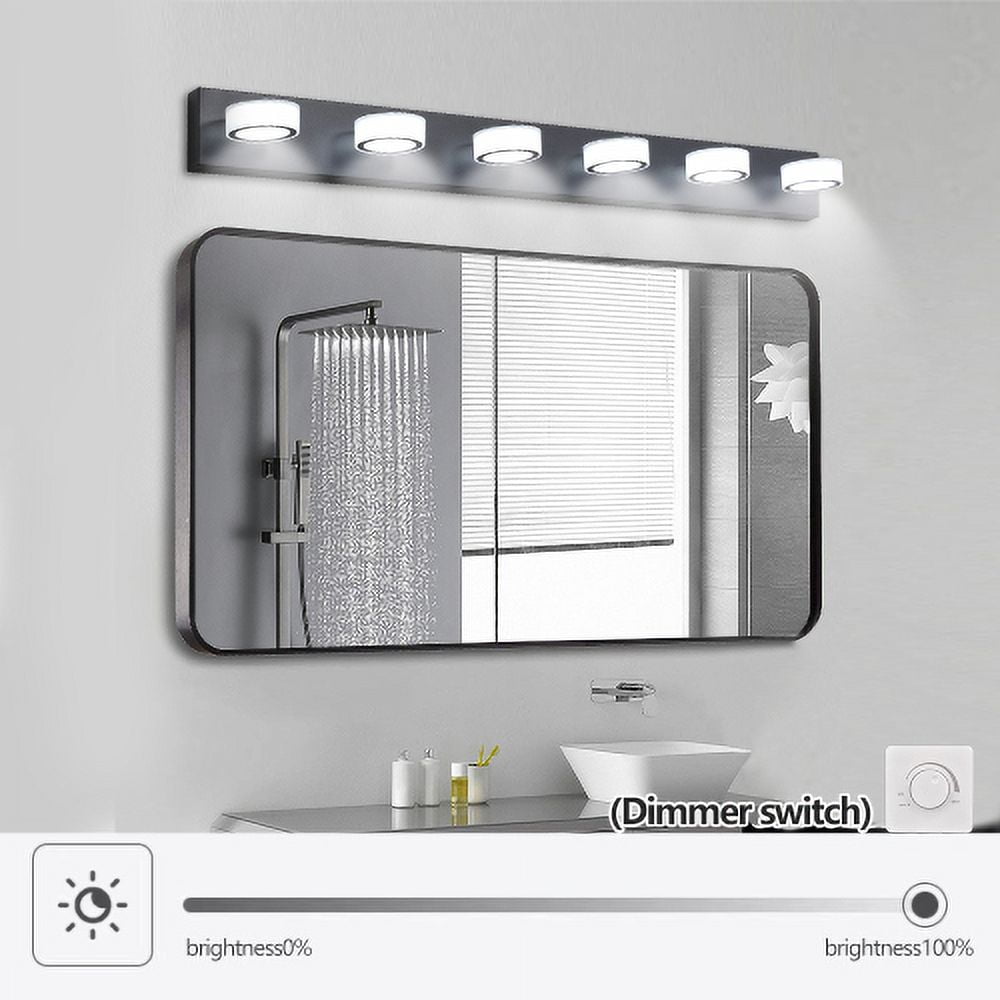 Hi-LIGHTS,Modern 6-Light Rotatable & Dimmable LED Vanity Light Fixture with Acrylic Shades,Energy-Efficient Bathroom Wall Sconce for Bathroom,Dressing Room,Mirror Cabinet,Living Room(Black）
