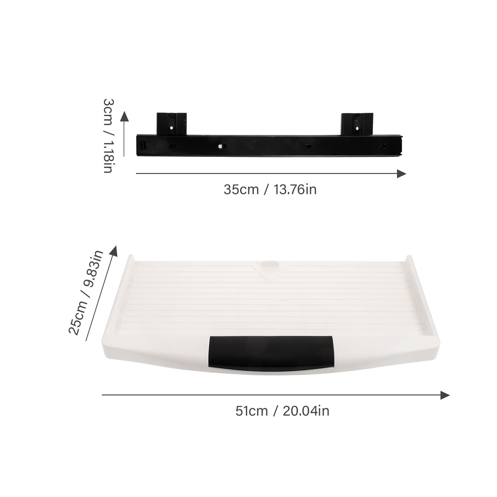 ETHZZLE 1Set White Keyboard Tray Under Desk Slide Out with Full Extension Drawer Slides