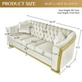 thumbnail image 3 of Wiilayok 84" Velvet Luxury 3 Seat Sofa, Mid-Century Classic Chesterfield Sofa Couch With Button Tufted,Golden Lines for Living Room,Beige, 3 of 7