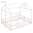 thumbnail image 3 of Dtwnek Full Size Metal Bed House Bed Frame with Fence, White, 3 of 9