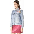 thumbnail image 3 of MinkPink Womens Patched Denim Jacket, Blue, Small, 3 of 5