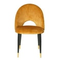 thumbnail image 4 of Set of 2 Dining Chairs with Curved Back, Linen Upholstered Chairs with Padded Seat and Metal Legs, Modern Accent Chairs for Kitchen Offices Living Rooms, Dark Yellow, 4 of 7