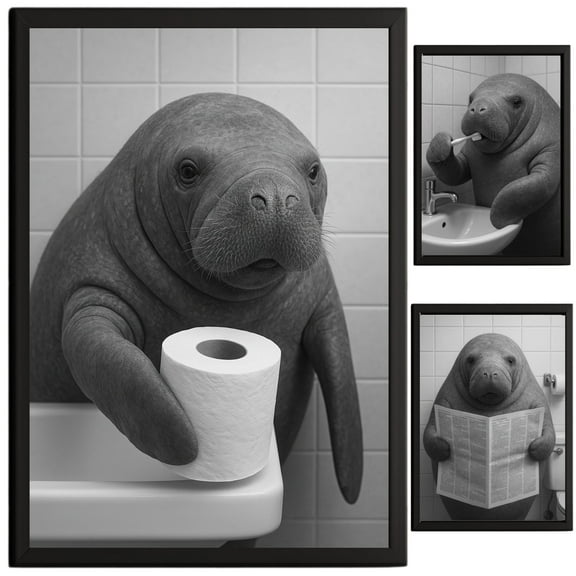TheNameStore Manatee Bathroom Decor Wall Art Farmhouse Photo Picture 8.5x11 Photo Picture Art Prints Set of 3