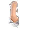 thumbnail image 2 of XYD Womens Elegant Bowknot Square Open Toe Slingback Pumps Slip On Block Mid Heels Sandals Glitter Dressy Shoes Size 5.5 Silver, 2 of 4
