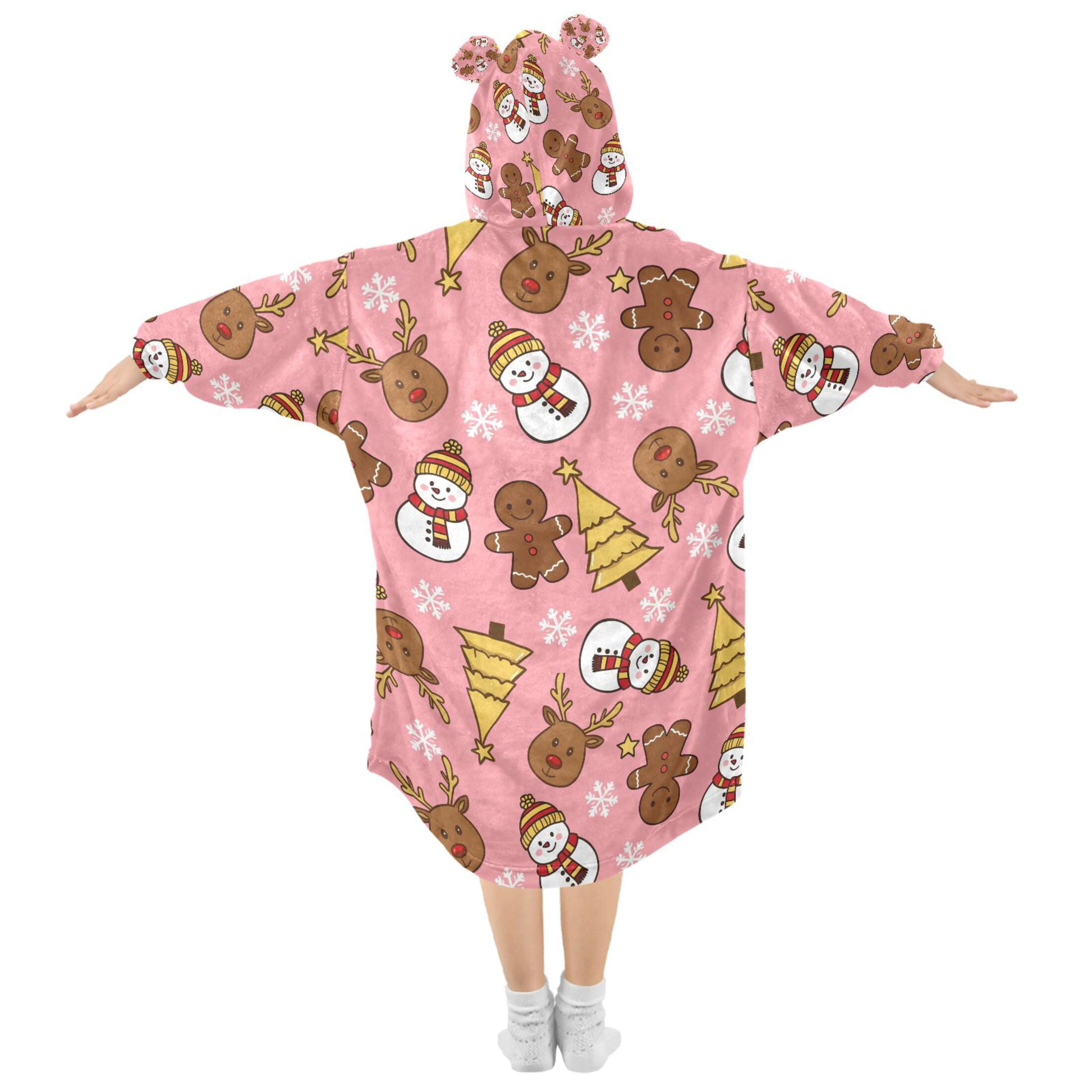 joogoo Wearable Blanket Gingerbread Man Christmas Snowman Hoodie for Oversized Sherpa Hooded 3-14 YR M