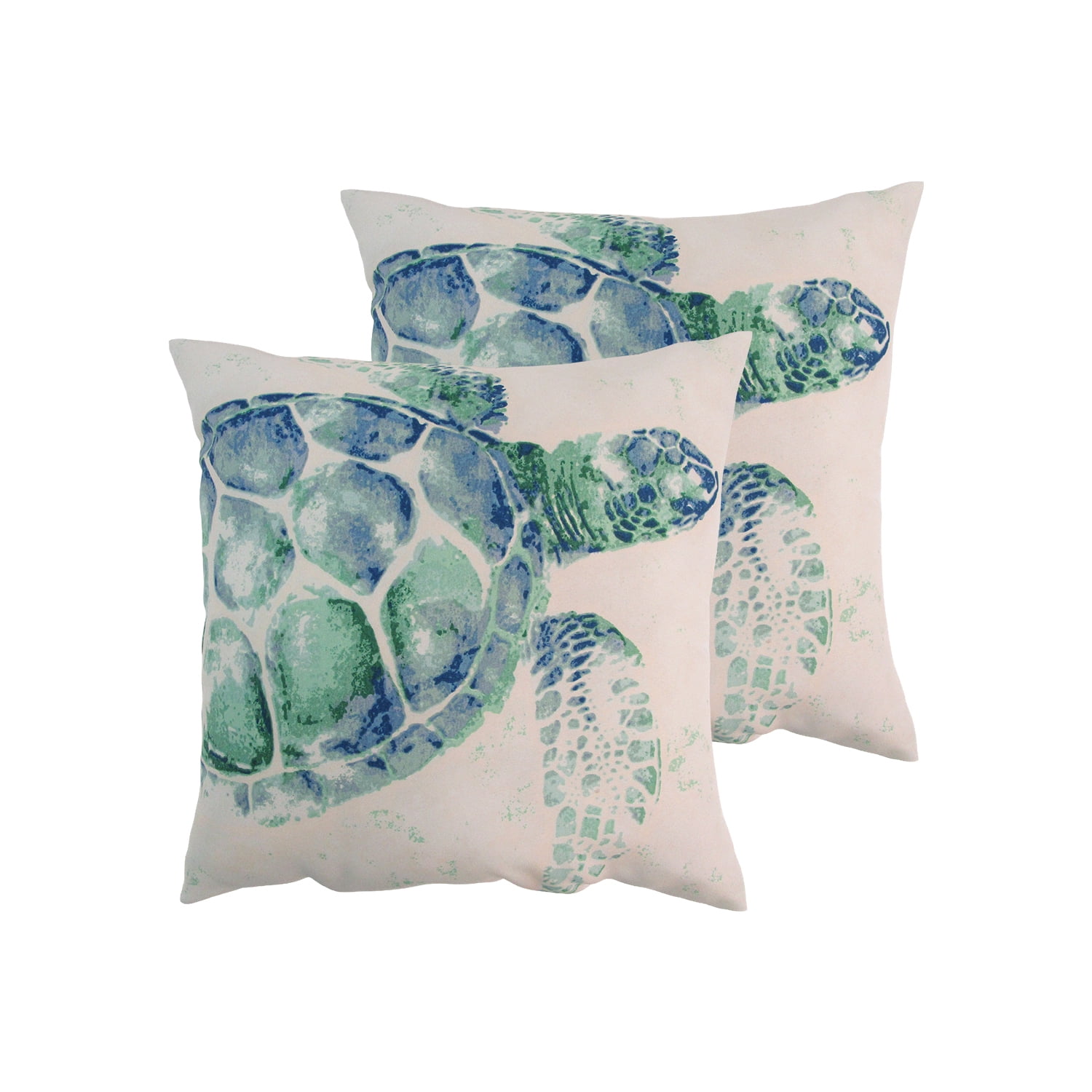 Mainstays 16" x 16" Reversible Decorative Outdoor Throw Pillow, Teal Turtle
