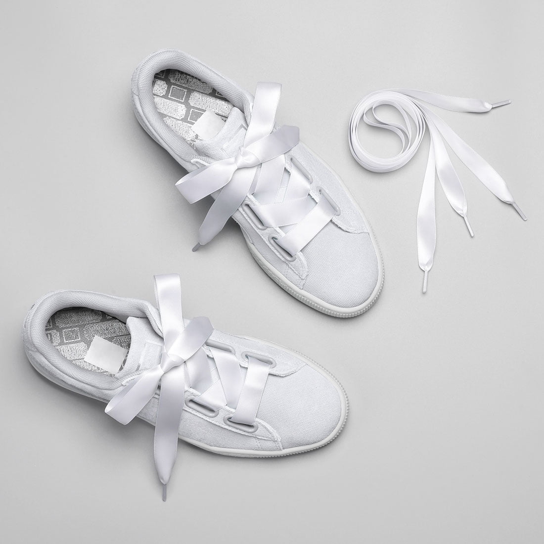 Unique Bargains Satin Flat Ribbon Women Shoelaces Sneakers Canvas Shoestrings 2 Pairs