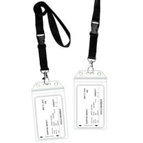 GreatShield 2 Pack Clear ID Badge Holder With Lanyard, Premium Zip Seal Weather Resistant, Vertical Plastic Sleeve Pouch, Name ID Badge Holder With Detachable Quick Release Snap Buckle Black Lanyard